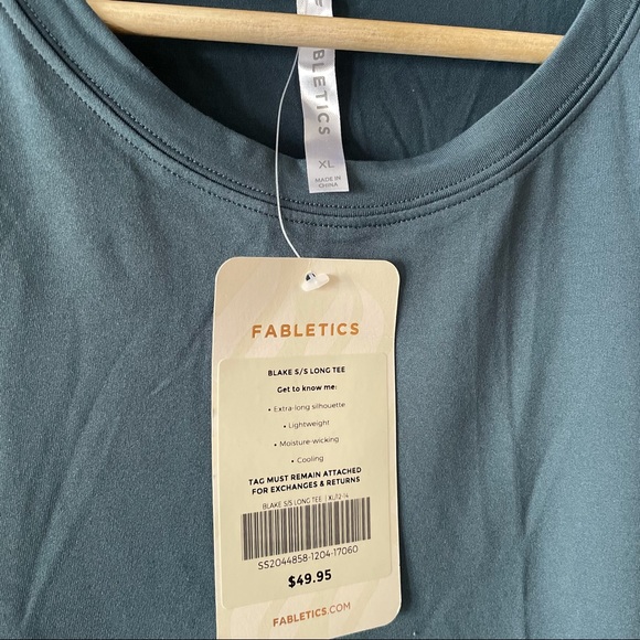Fabletics blake s/s long tee blue short sleeve top - Picture 2 of 4